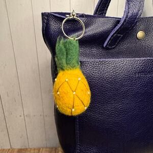 Pineapple Bag Charm Fun Felted Wool Purse Charm NEW Fruit Accessories NEW!